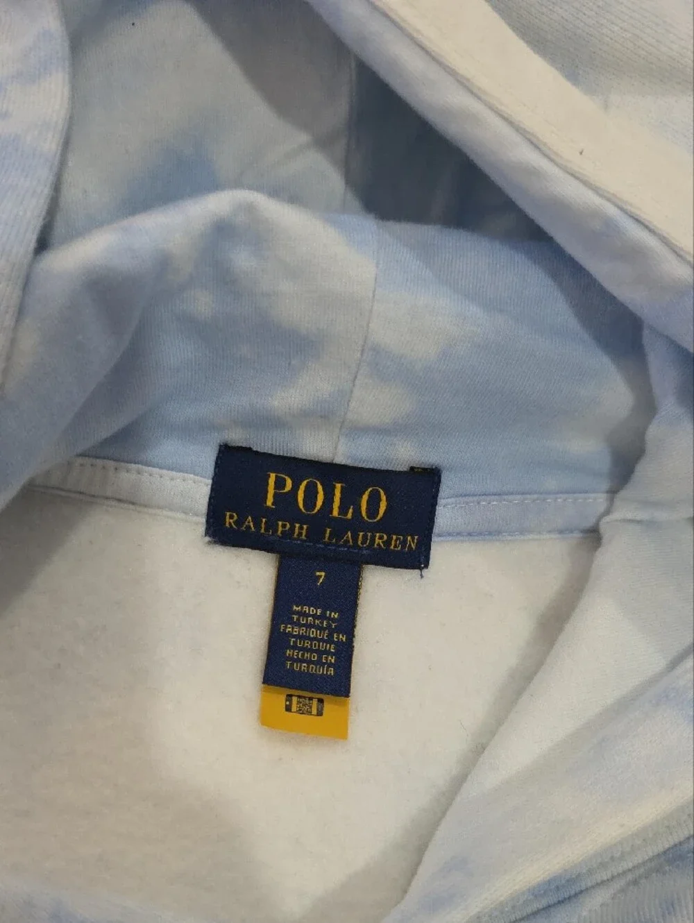 Ralph Lauren Tie-Dye Polo Bear Hoodie - Light Blue/White